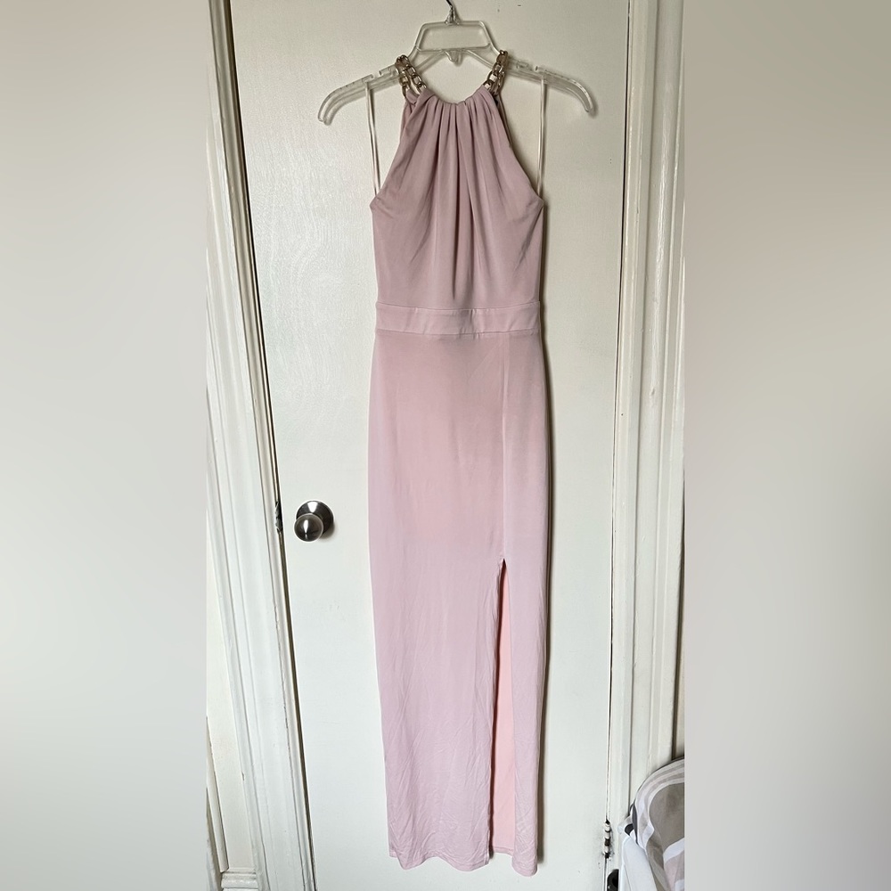 Light pink halter bodycon dress